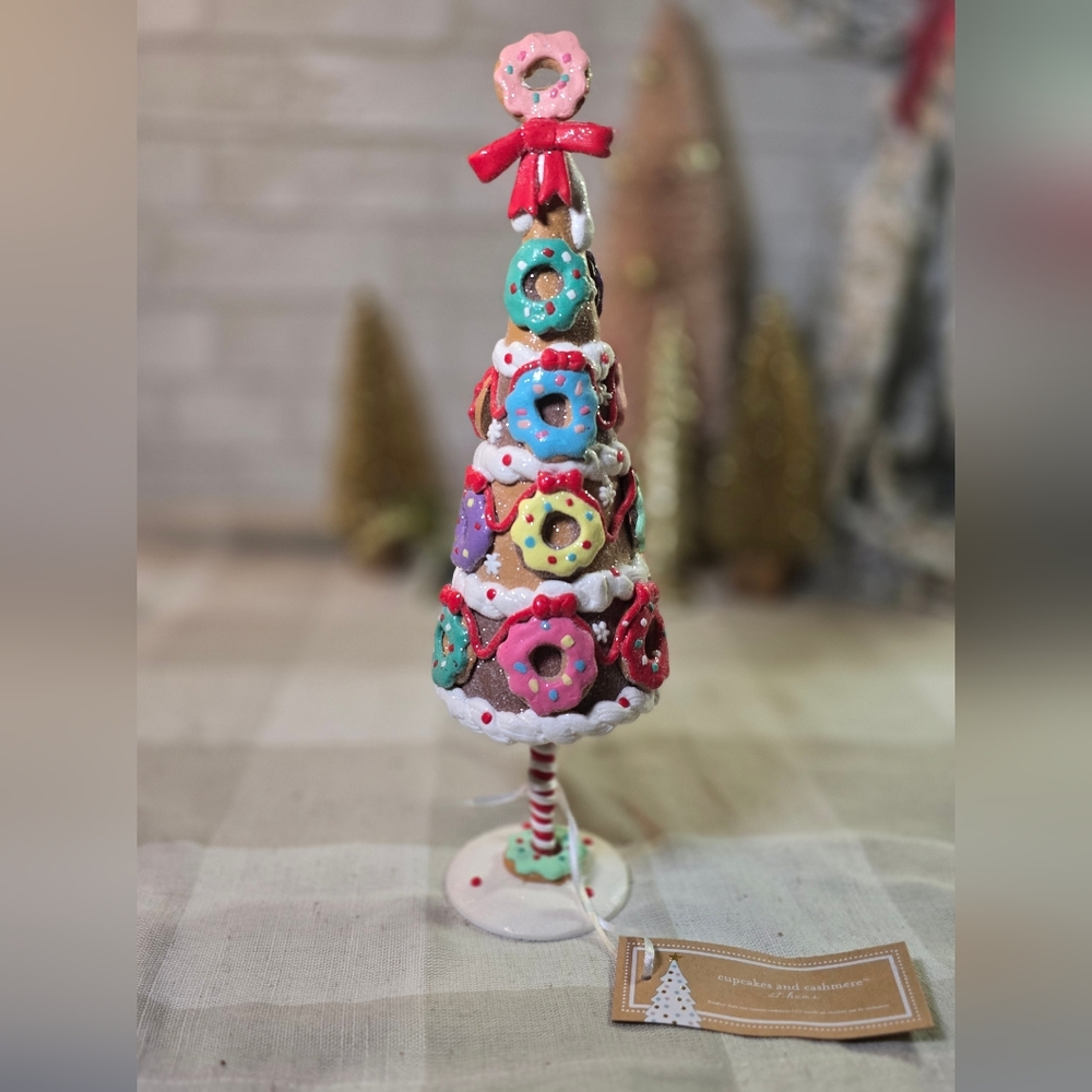 New Cupcakes & Cashmere Christmas Gingerbread Donut Colorful Candy Tree 14”